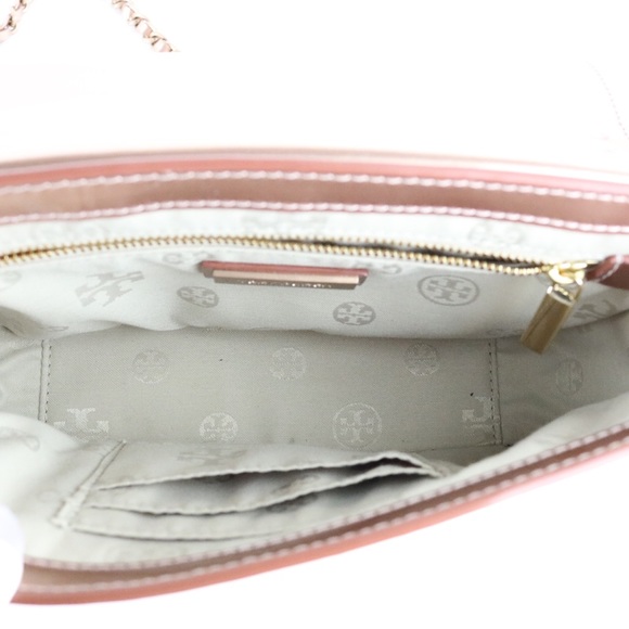 Tory Burch Metallic Patent Leather Mercer Shoulder Bag - Rose Gold - Picture 10 of 14